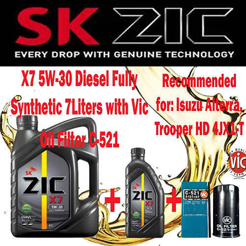 SK ZIC X7 5W-30 Diesel Fully Synthetic 7 Liters with Vic Oil Filter C ...