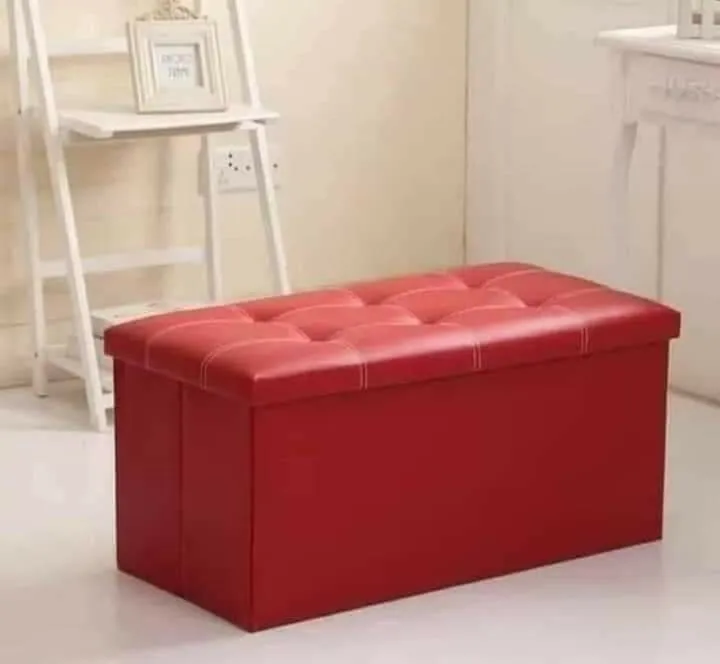 Folding Ottoman Storage Bench Leather Toy Box/Chest Living Room Seat
