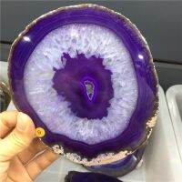 12-15CM Batu Akik Kristal Ungu Lemengan Geode รถไฟเหาะหินแร่ Penyembuhan Reiki Dekorasi