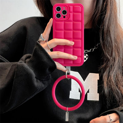 เคสโทรศัพท์แบบสเตอริโอ 3D สำหรับ iPhone12 เคสโทรศัพท์สีทึบที่เรียบง่ายสำหรับ iPhone11ProMax Rose Red Frosted Case สำหรับ iPhone XR เคสโทรศัพท์น่ารักสำหรับ iPhone 13 พกแหวนกลมสำหรับ iPhone Xs