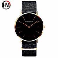Hannah Martin Two Needles Fashion Men Brand Luxury Watches Simple Slim Design Nylon Leather Strap DW Quartz Wristwatch FD1030