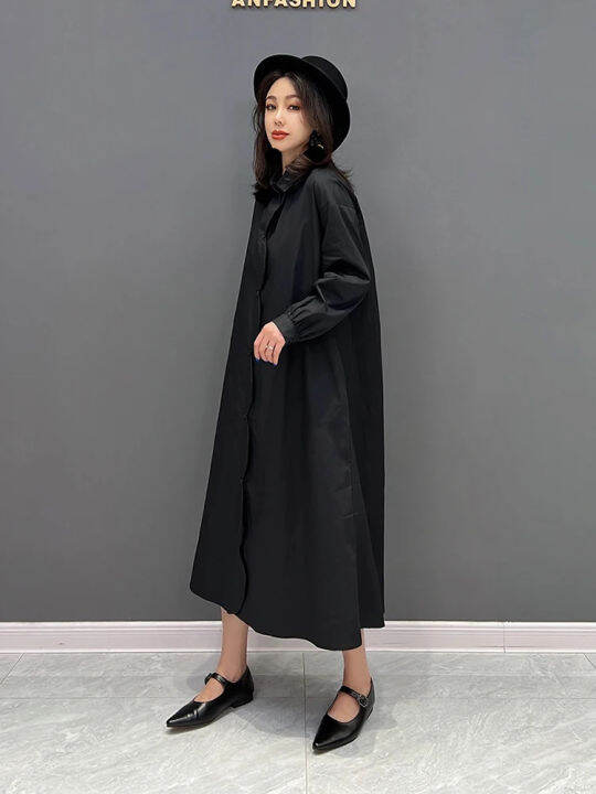 xitao-shirt-dress-simplicity-casual-loose-fashion-loose-long-sleeve-temperament-dress