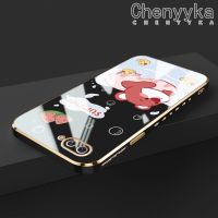 เคส Chenyyka สำหรับ OPPO A5 2018 A3s C1 Realme A12E เคสฤดูร้อนลายหมีดีไซน์ใหม่เคสโทรศัพท์ซิลิโคนนิ่มป้องกันกล่องกันกระแทกกล้องฝาปิดเลนส์เต็มรูปแบบ