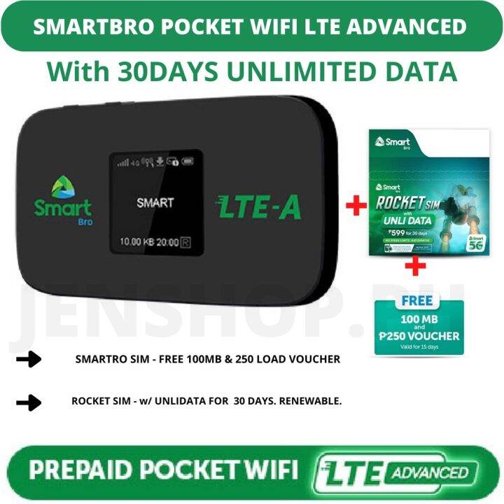 Smart Bro LTE Advanced Pocket Wifi (available Rocket Sim Unlidata