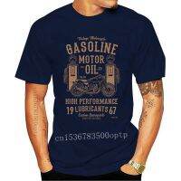 Vintage Gasoline Motor Oil Gas Station Motorcycle Distressed Tshirt Men Clothes Tops T-Shirt  FLX0