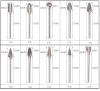 10ชิ้นโรตารี่ตัดสองชั้นไฟล์เครื่องกลึงคาร์ไบด์ทังสเตนที่ตัดงานไม้โลหะขัดหยกสลักไฟล์โรตารี่