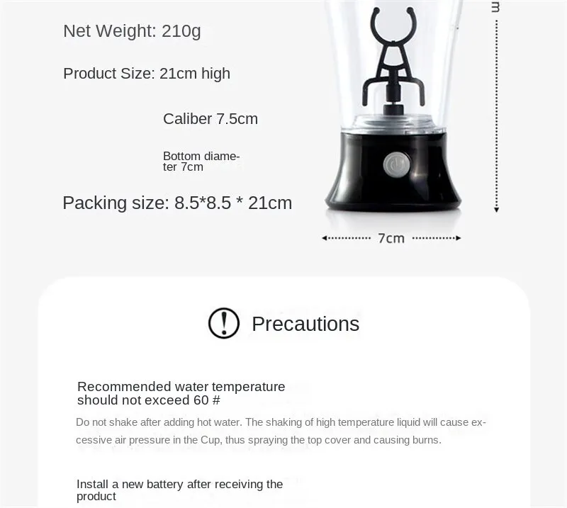 350ml Electric Protein Shaker Mixing Cup Automatic Self Stirring Water  Bottle Mixer One-button Switch Drinkware for Fitness Gym