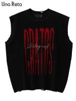 【YD】 Reta Sleeveless Sweaters Men New Streetwear Knitted Hip Hop Print Pullover Vests Top Couple