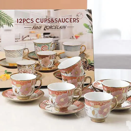 Ceramic Classy Design Tea Cup and Saucers Gift Box Set Tea Cups Saucers