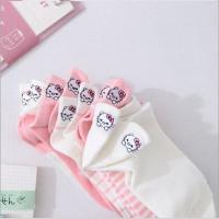 【A15+ Pink Cat】5 lovely Pink colorscotton Ankle Sockinvisible sockkorean sockgirls and Womens Candy Socks Breathable and sweat-absorbing soft and comfortable