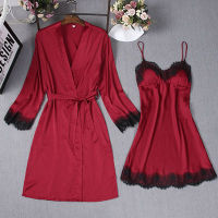 Fiklyc brand full sleeve sexy womens robe &amp; gown sets mini nightdress with bathrobe two-pieces ladies nightwear sleepwear set