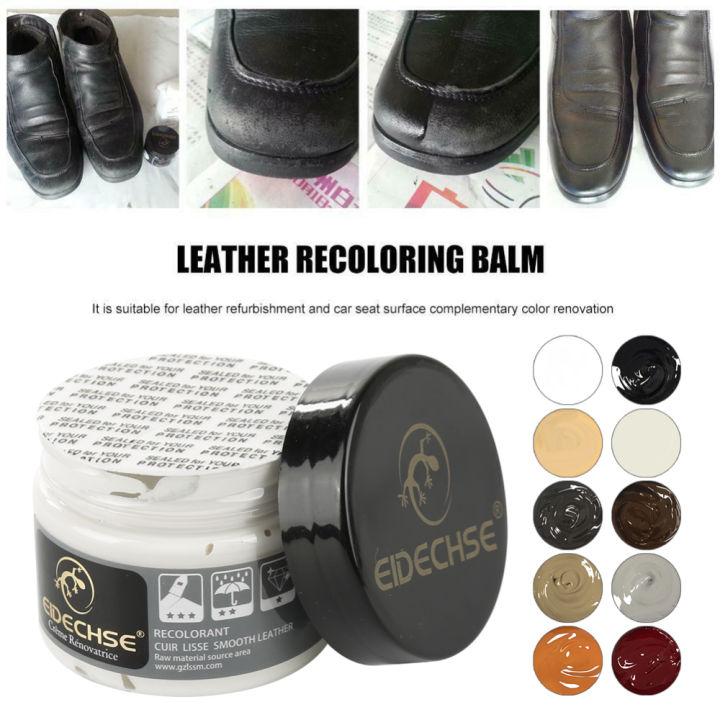 Repairing worn leather with coloured cream 