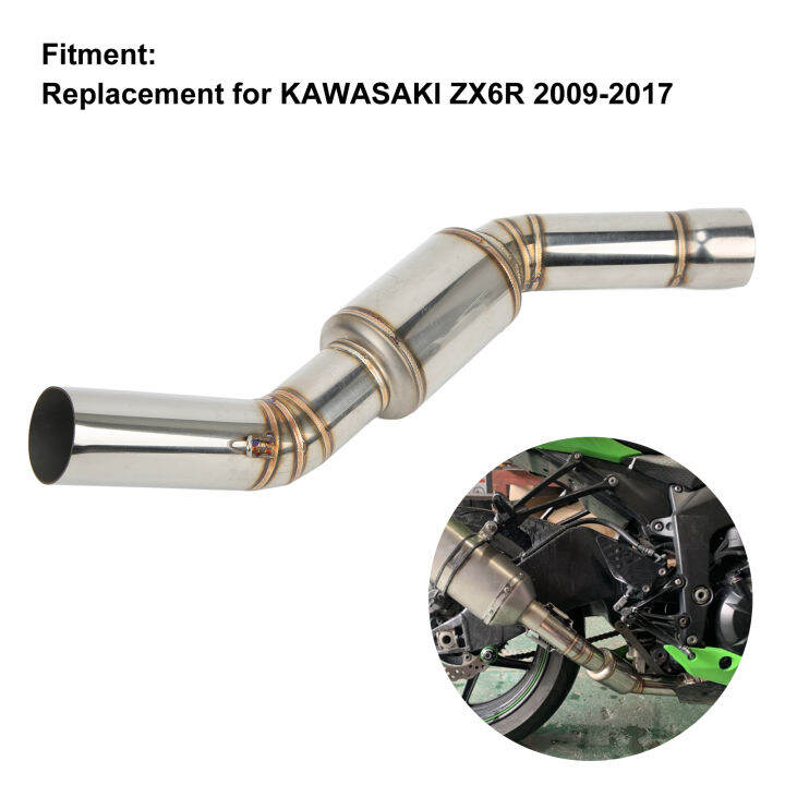 รถจักรยานยนต์ท่อไอเสียท่อกลางรถจักรยานยนต์-refitting-สำหรับ-kawasaki-zx6r-2009-2017