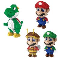 Anime Mario Building Blocks Figures Luigi Yoshi Cartoon Small Particles Assembled Block Model Dolls Toys Children Gifts