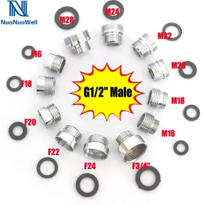 1pc 1/2 BSP Male Thread Change To 16 18 20 22 24 26 28 30 Male Female Faucet Adapter Kitchen Bathroom Brass Water Tape Joint