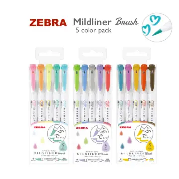 Zebra Highlighter Mildliner Brush, 5 Friendly Color Set (WFT8-N-5C)