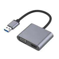 USB 3.0 to  VGA Adapter USB Type C to Dual VGA  Splitter Converter for Windows 11/10/8/7/Mac OS Adapters