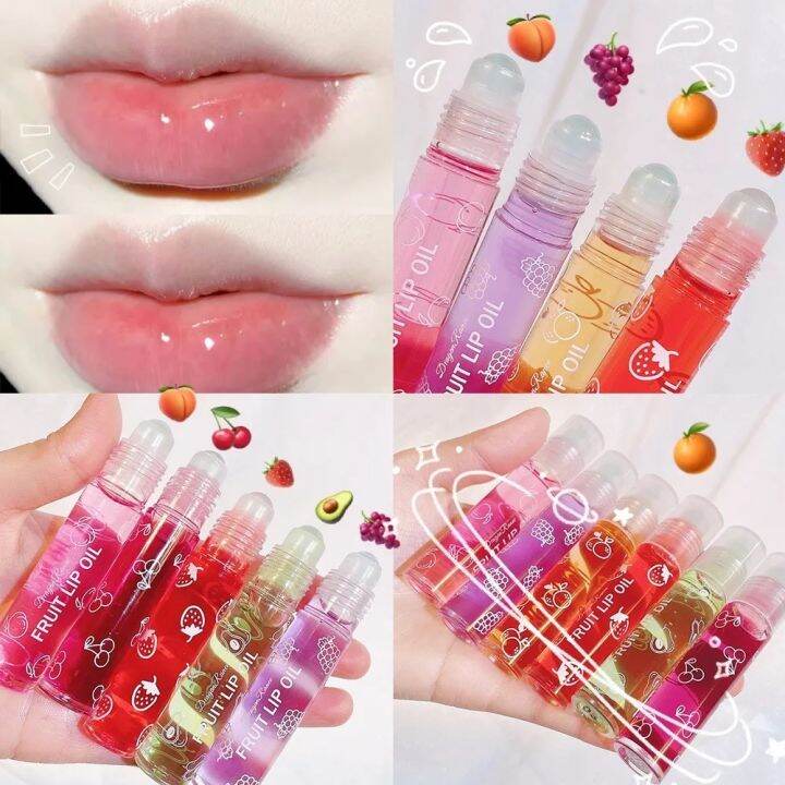 10ml Moisturizing Lip Oil Fruit Strawberry Roll-on Lip Balm Women Lips ...