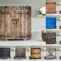 Baltan HOME LY1 American Barn Wooden Door Nostalgic Shower Curtain Shower Curtain Cloth Wooden Board Country Waterproof Thickened Perforation-Free