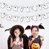 ฮาโลวีน halloween accessories 2Pcs น่ารักน่ารักๆ แบนเนอร์ผีฮาโลวีน ที่แขวนผนัง ดีไอวาย พวงมาลัยแบบห้อย อุปกรณ์ตกแต่งตกแต่ง ฉากหลังพื้นหลัง อุปกรณ์ปาร์ตี้ปาร์ตี้ ในร่ม