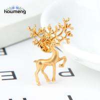 HOUMENG สัตว์เดียร์ ล้อแม็ก สำหรับผู้หญิง Lapel Pin อุปกรณ์ตัดเย็บเสื้อผ้า เครื่องประดับแฟชั่น เข็มกลัดโลหะ