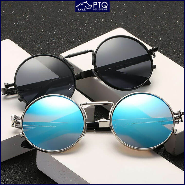 Retro Punk Sunglasses Men Women Round Metal Frame Colorful Lens Sun Glasses Fashion Ptq Lazada Ph