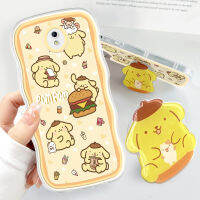 Hpcase ปลอกสำหรับ Samsung Galaxy J5 2017 J5 Pro พร้อมที่ยึดฟรีนิ่มแฟชั่นเคสโทรศัพท์หยัก Pom Pom Purin การ์ตูนกันกระแทกเคสโทรศัพท์มือถือป้องกันกล้องคลุมทั้งหมด