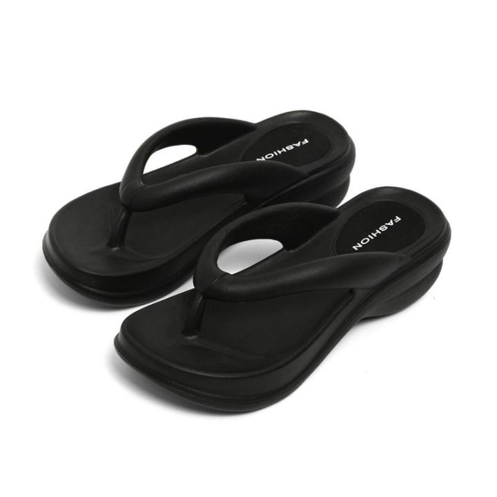 july-zhao-lusis-same-style-flip-flops-female-net-red-korean-version-ins-thick-bottom-stepping-on-feces-feeling-non-slip-beach-slippers-outerwear