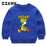 Kids Sweatshirts Yoshi Super Smash Bros Cartoon Funny Children Hoodies Cotton Baby Pullover Tops Autumn Girls Boys Clothes