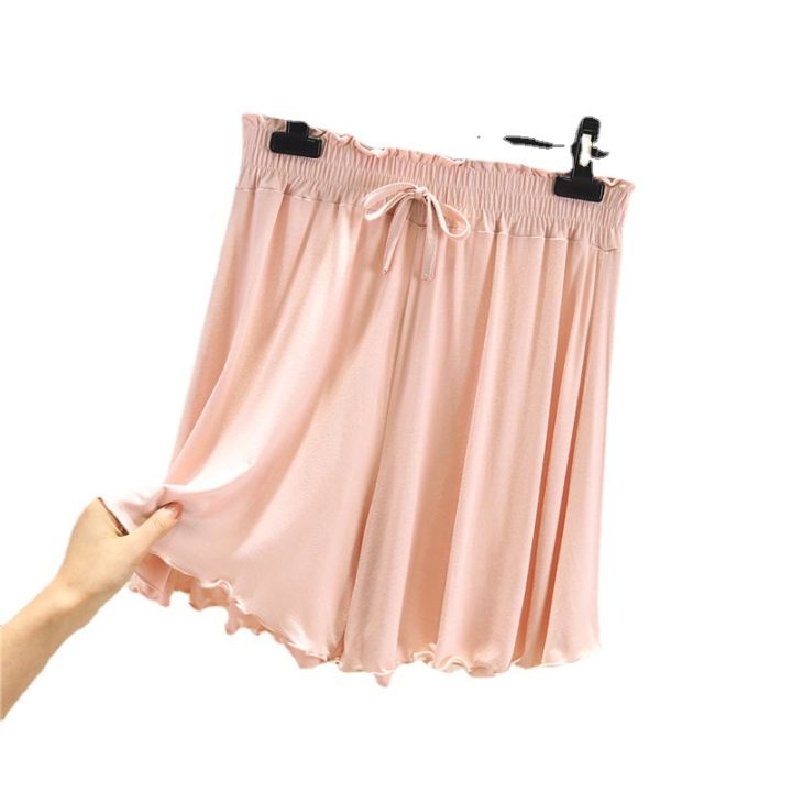 ชุดนอนลำลองสีบริสุทธิ์สำหรับผู้หญิงชุดนอนกางเกงขาสั้นสำหรับฤดูร้อน40-80กก-ขนาดพิเศษสั้นใส่อยู่บ้าน