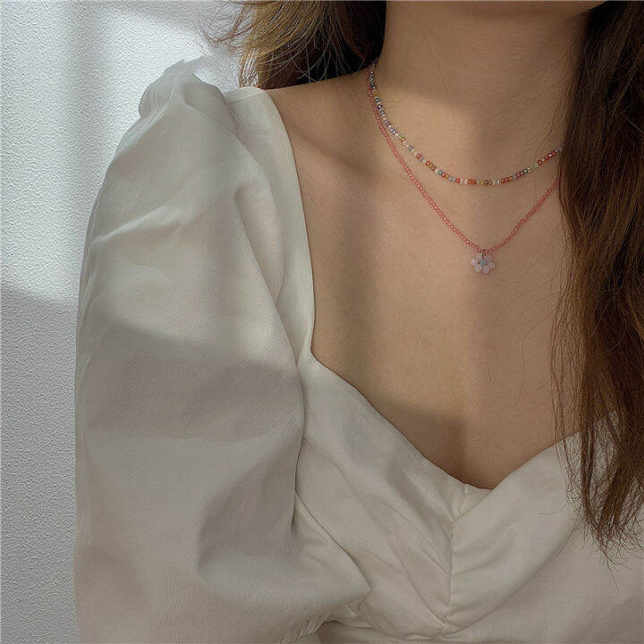สร้อยคอลูกปัด-diy-ทำด้วยมือ1ชิ้นสายลูกปัดโบโฮเดซี่สไตล์วินเทจสร้อยคอแบบสั้นสีสันสดใสสำหรับเครื่องประดับคอปกของผู้หญิง