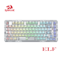 Redragon K649 ELF PRO 78% Wireless Gasket RGB Gaming Keyboard, 3-Modes BT 2.4G USB 82 Keys Full-Transparent (EN)