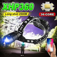 ใหม่ XHP360ที่มีประสิทธิภาพ LED ไฟหน้าพลังงานสูงหัวไฟฉายไฟฉาย USB LED ชาร์จไฟหน้า18650ตั้งแคมป์โคมไฟหัวโคมไฟ