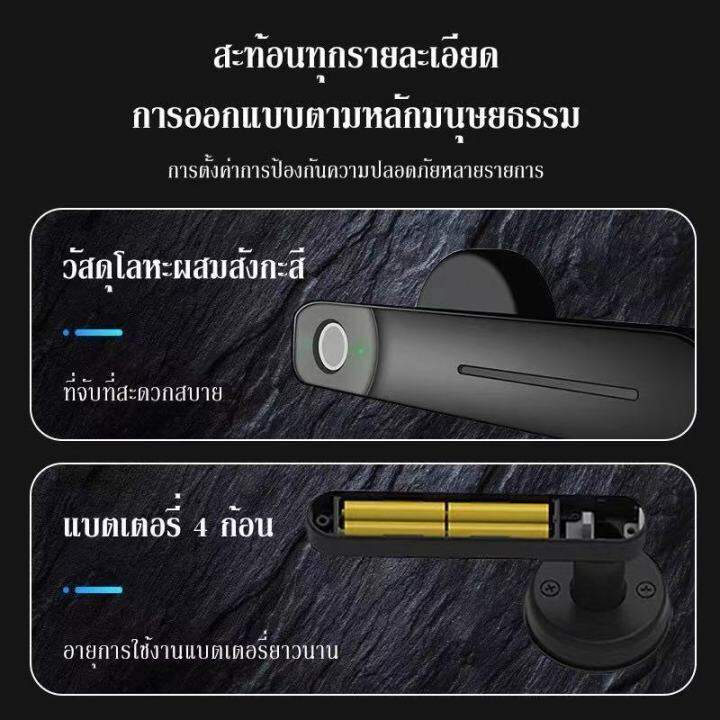 ลูกบิดประตู-กลอนประตูไฟฟ้า-กุญแจสแกนนิ้ว-smart-lock-usbสำหรับการชาร์จ-ติดตั้งได้กับทุกบานประตู-มีสองสี-สีดำ-สีเงิน