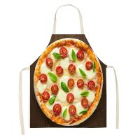 Alluring Pizza Burger Gourmet Pattern Kitchen Sleeveless Apron Adult Cooking Baking Apron Linen Household Cleaning Tools Pipe Fittings Accessories