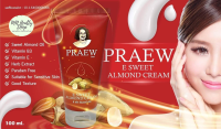 Praew แพรว E SWEET ALMOND CREAM ครีมบำรุงผิว ผสมวิตามินอี น้ำมันอัลมอนด์ หมอนอกกะลา สันติมานะดี 100 ML.