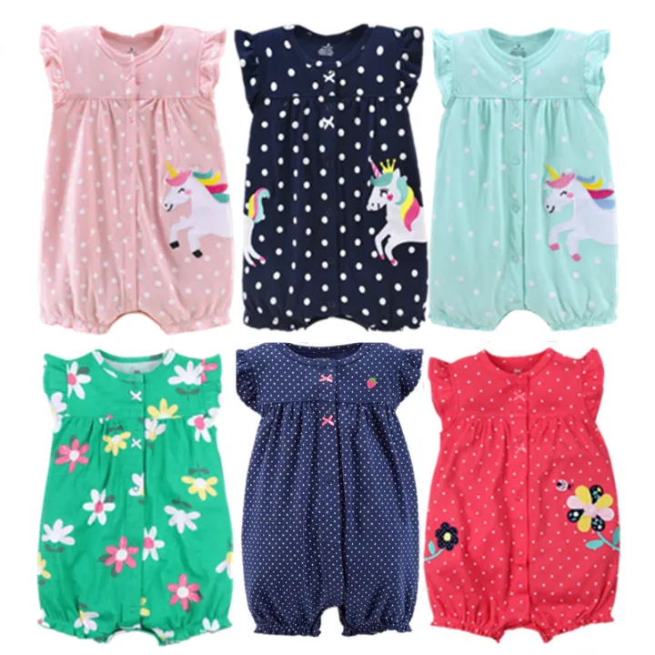 Ready Stock!Orangemom Baby Romper Newborn Toddler Bodysuit Short Sleeve Summer Cotton Baby Jumpsuit Cotton Baby Girl Clothes Cartoon Climbing Suit,0-24M Baby One-piece,1PCS