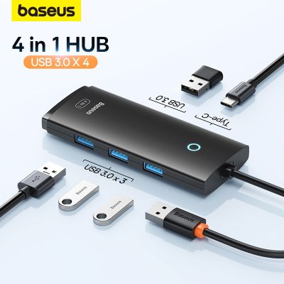 Baseus อะแดปเตอร์ฮับ USB 4 In 1 USB Type C ไปยัง USB 3.0อะแดปเตอร์ HUB แบบแยกช่องสำหรับ Huawei Mate 30แมคบุ๊กโปรแอร์แท่นวางมือถือฮับ Feona