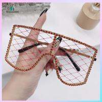 GLASSES580 สีสันสดใส แว่นตาตาข่ายพลอยเทียม เพชรประดับเพชร ขนาดใหญ่สุดไซต์ แว่นตากลวงออก วินเทจ แว่นกันแดด Y2K สำหรับงานปาร์ตี้, งานพรอม, ชุดคอสเพลย์