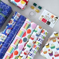 【YF】✒✧✳  2Pcs/Set 50x70cm Printing Pattern Wrapping Paper Happy Birthday Candle gift