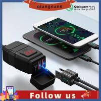 QIANGNAN6 12โวลต์มิเตอร์ QC3.0เต้ารับอุปกรณ์ชาร์จไฟในรถยนต์รถจักรยานยนต์ที่ชาร์จแบตเตอรี่โทรศัพท์ชาร์จจักรยานยนต์ USB คู่