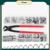 EILEEN 120PCS ขนาด11นิ้ว หูเดี่ยวหู 6-33.1มม. 304สแตนเลสสตีล แคลมป์รัดท่อ พร้อมที่หนีบหู ชุดจัดประเภท การรักษาความปลอดภัยท่อท่อ