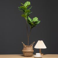 hotx【DT】 103cm 2 Forks Artificial Ficus Branch Large Fake Plastic Rubber Leaves Garden Office Room