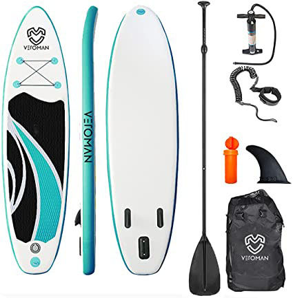 VeroMan Inflatable Stand Up Paddle Board with Free Premium SUP