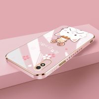 JIUMOO เคสสำหรับ Xiaomi Redmi 9A,เคสโทรศัพท์ซิลิโคนสี่เหลี่ยมขอบด้านข้างลายการ์ตูนน่ารักพร้อมการ์ตูนฝาครอบกล้องกันกระแทกทำจากยางเคสนิ่ม