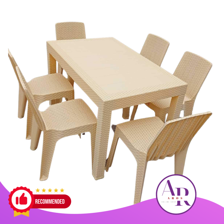 AR rattan table dining set 6 seater table with 6 chairs Lazada PH