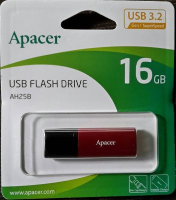 Flsh Drive แฟลชไดร์ฟ 16GB Apacer (AH25B) USB 3.2 Red