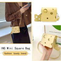 [Arrive 1-3 Days] Fashion Mini Women Mobile Phone Pouch Cheese Shaped Sling Shoulder Bag Small Square PU Leather For Girl Purse