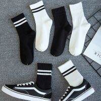 Unisex Socks Women Men White Black Crew Socks Female Male Solid Color Socks Short Cotton Sock Striped Soks Spring Summer Sox Socks