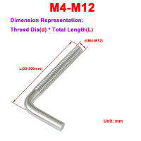 304สแตนเลส7รูปตัว L มุมขวา Anchor Bolt M4M5M6M8M10M12